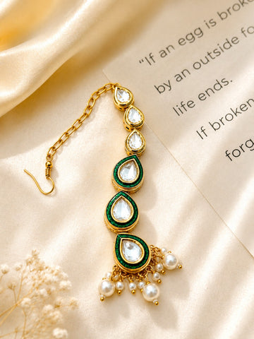 Traditional Gold Plated Kundan Maangtikka - maang tikka by Abdesigns Jewellery