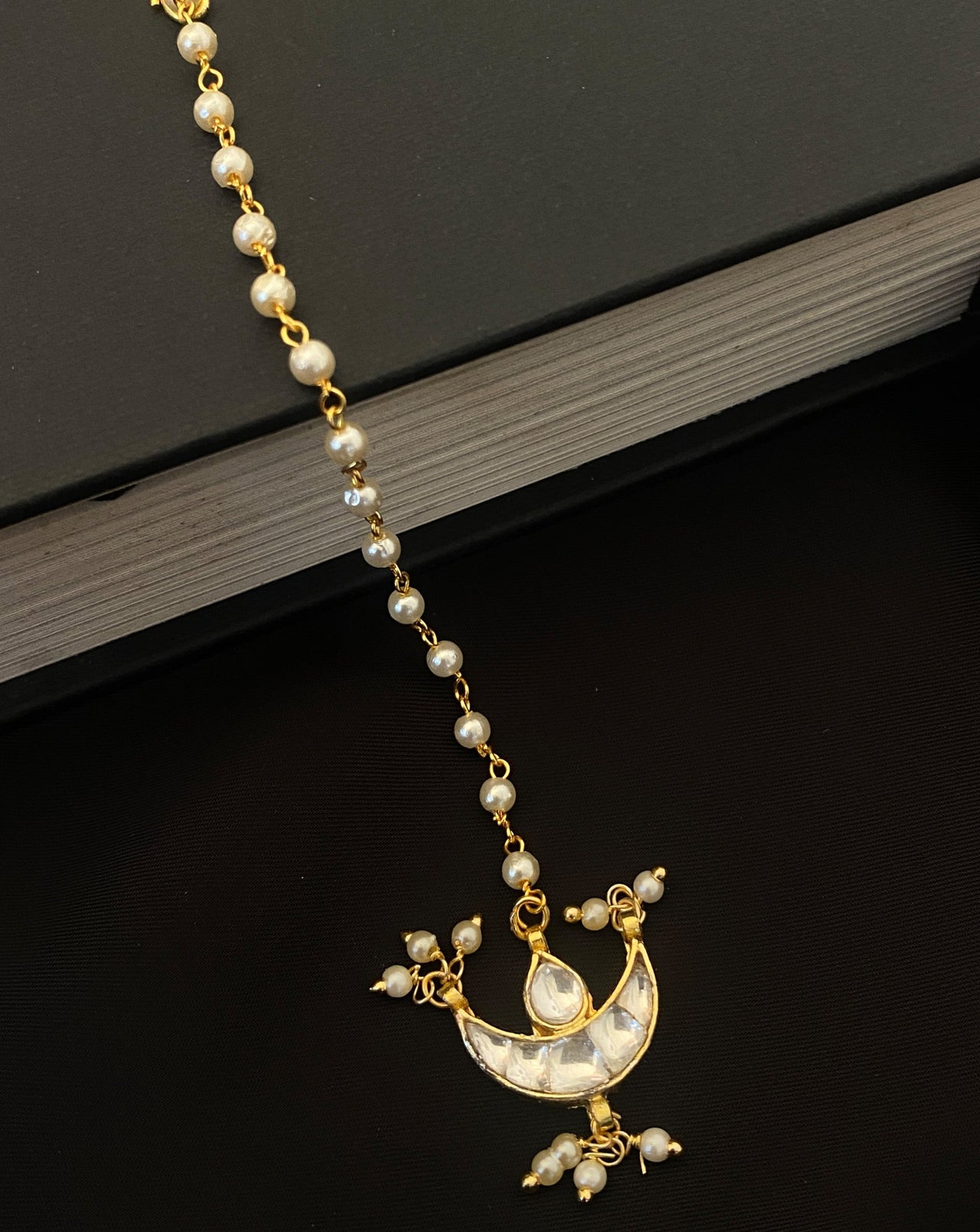 Dramatic Gold Plated Pachi Kundan Maangtikka - Abdesignsjewellery