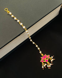Thumbnail for Colourful Gold Plated Pachi Kundan MaangTikka - Abdesignsjewellery