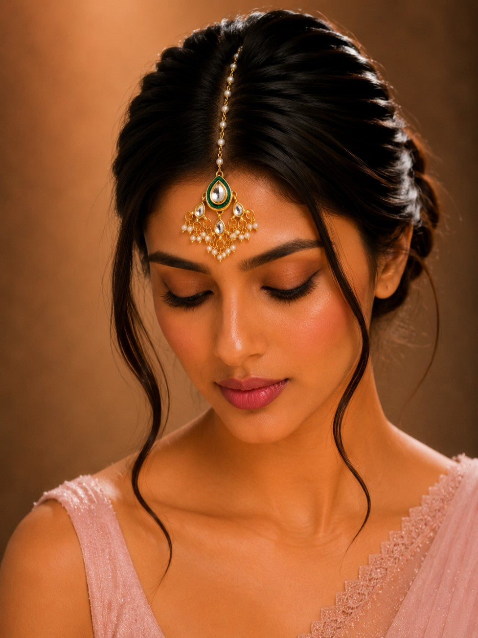 High Quality Gold Plated Kundan Maangtikka