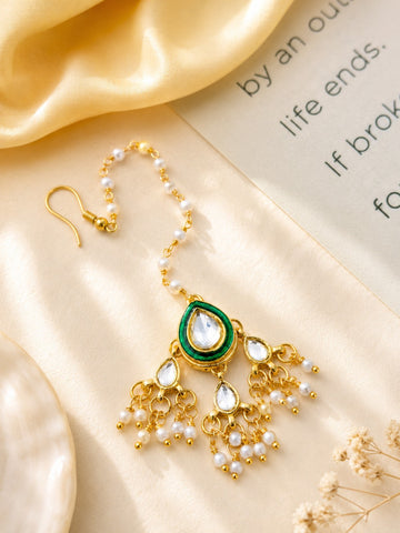 High Quality Gold Plated Kundan Maangtikka - maang tikka by Abdesigns Jewellery