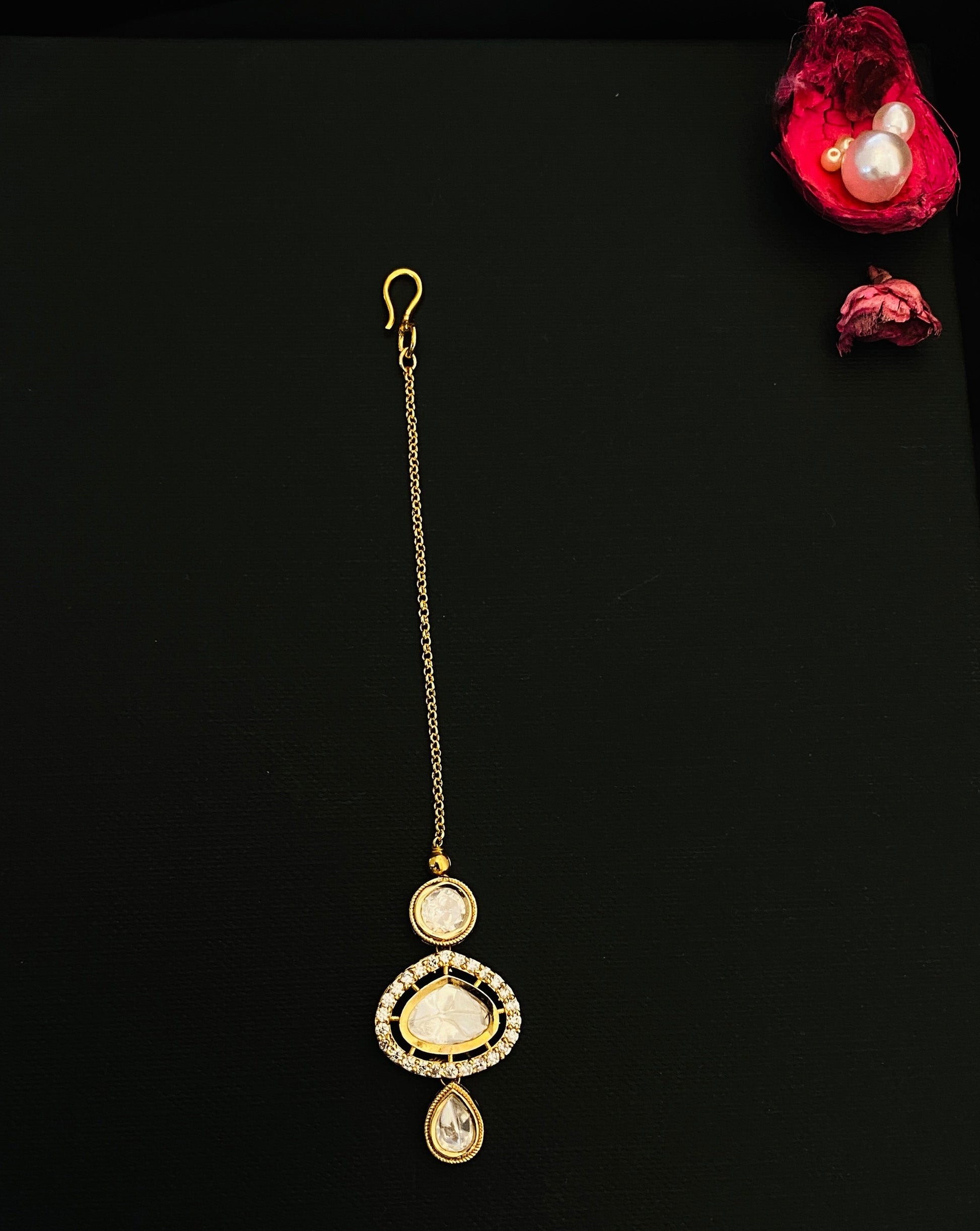 Elite Polki Kundan Drop Maangtikka - Abdesignsjewellery