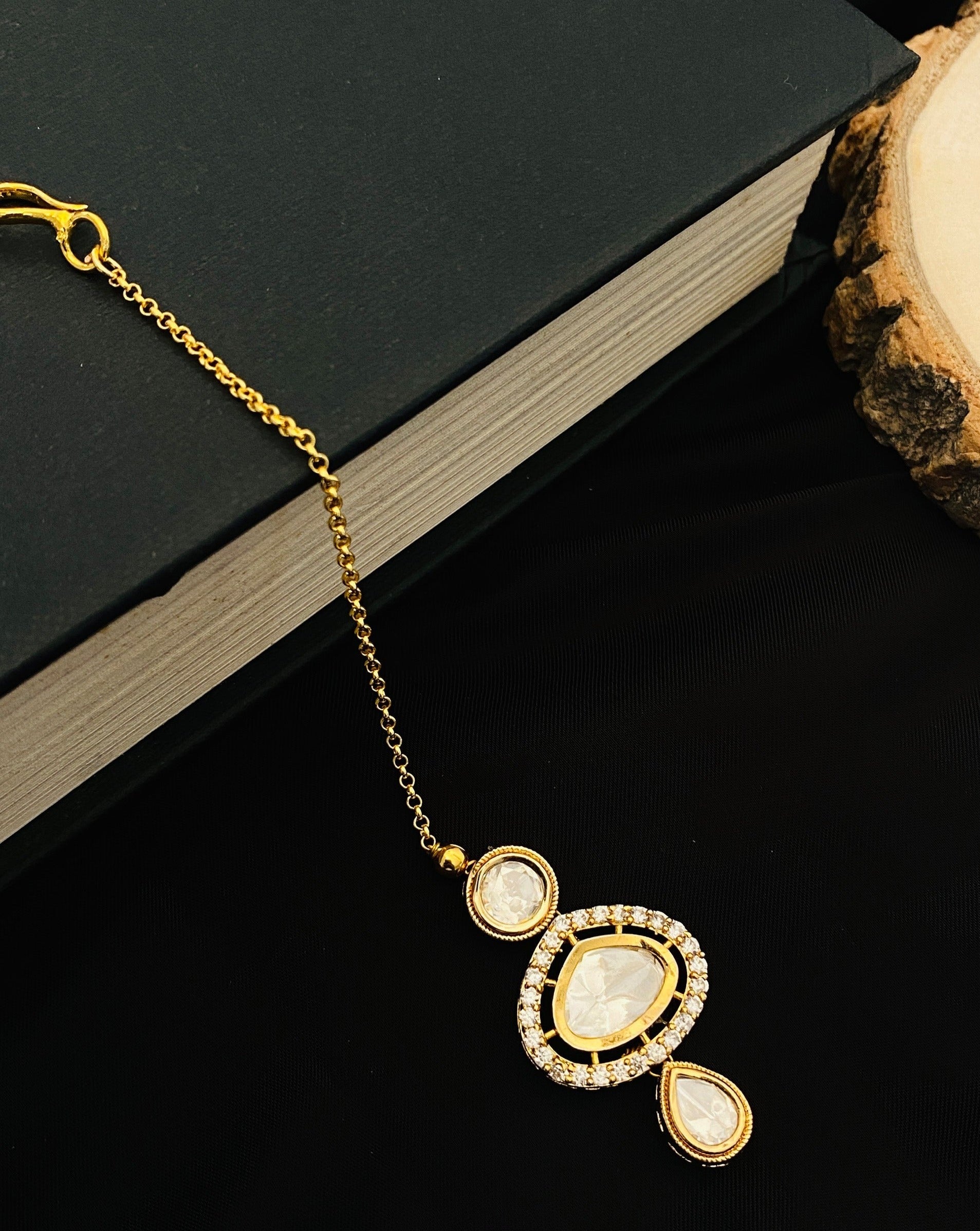 Elite Polki Kundan Drop Maangtikka - Abdesignsjewellery