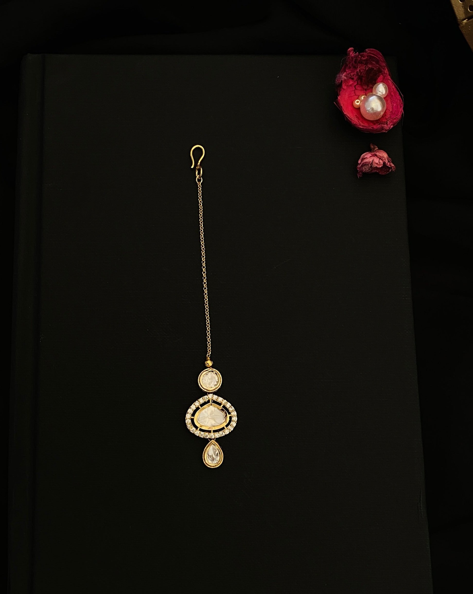 Elite Polki Kundan Drop Maangtikka - Abdesignsjewellery