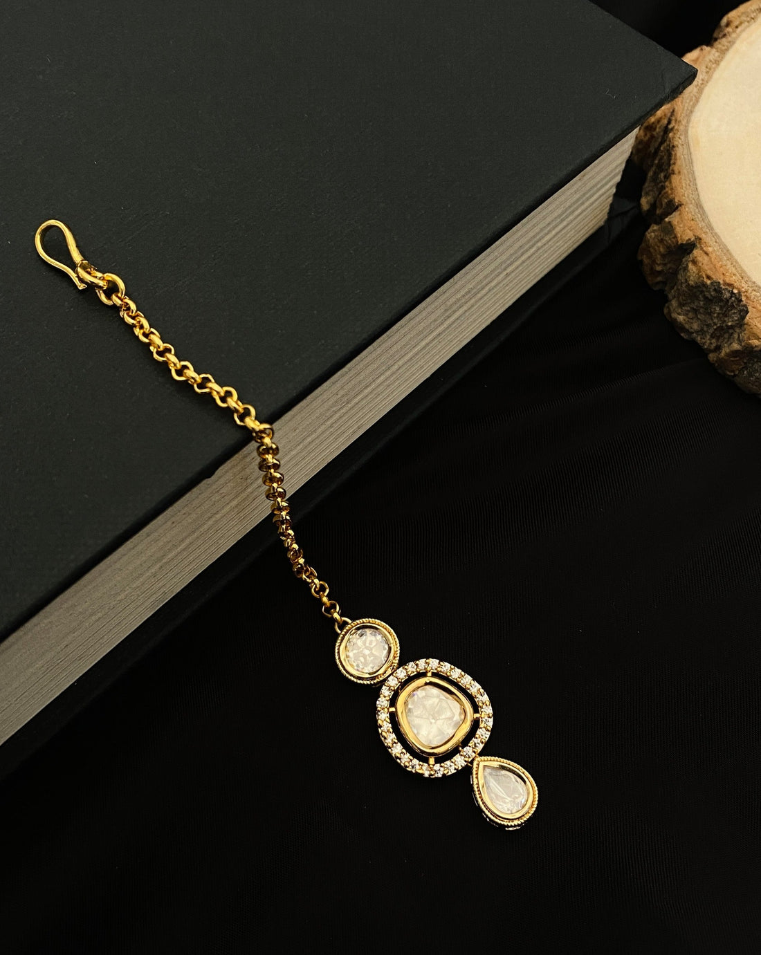 Gold Plated Royal Polki Kundan Maangtikka - Abdesignsjewellery