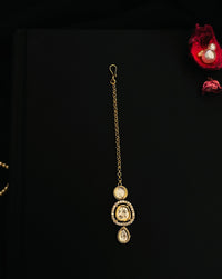 Thumbnail for Gold Plated Royal Polki Kundan Maangtikka - Abdesignsjewellery
