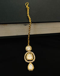 Thumbnail for Gold Plated Royal Polki Kundan Maangtikka - Abdesignsjewellery