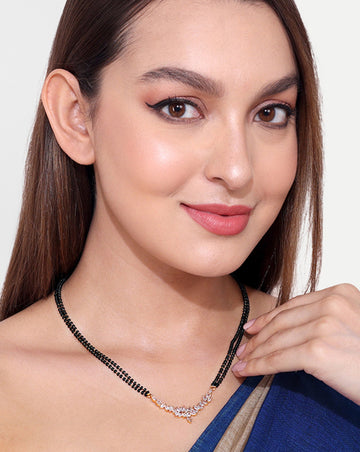 Gold Uncut Cluster Diamond Mangalsutra - Abdesignsjewellery