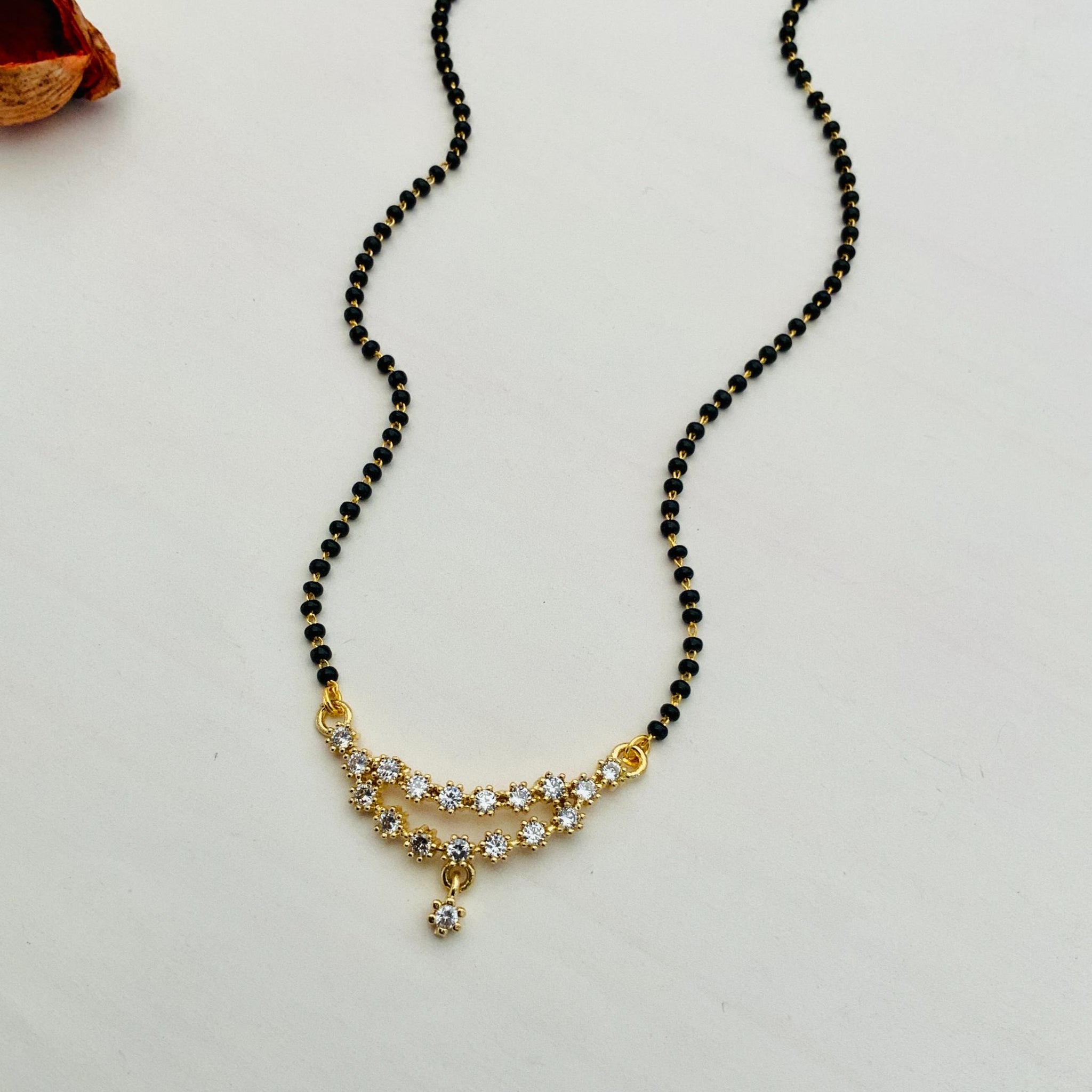 Elegant Gold Plated American Diamond Flower Mangalsutra - Abdesignsjewellery