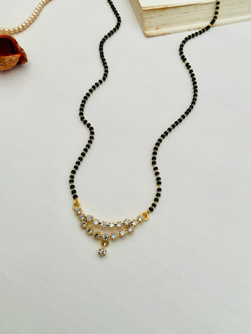 Elegant Gold Plated American Diamond Flower Mangalsutra - Abdesignsjewellery
