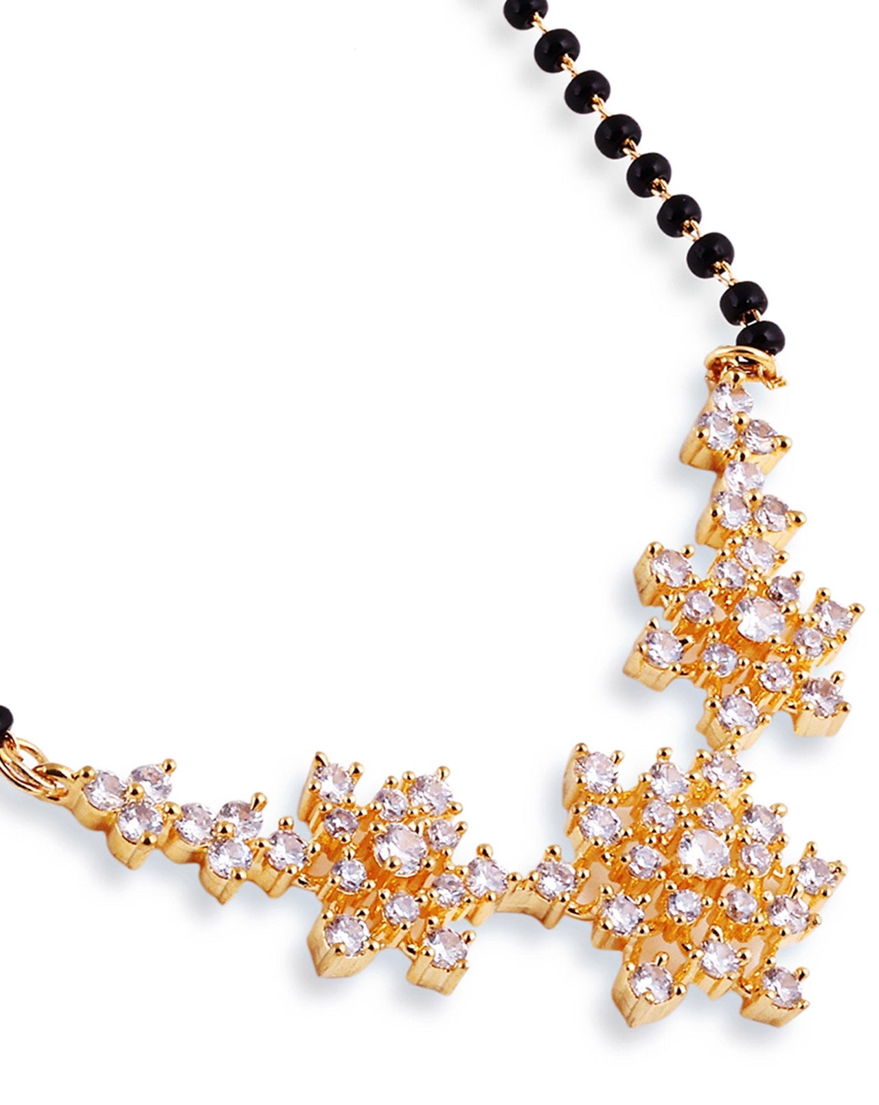 Gold Plated American Diamond Flower Mangalsutra - Abdesignsjewellery