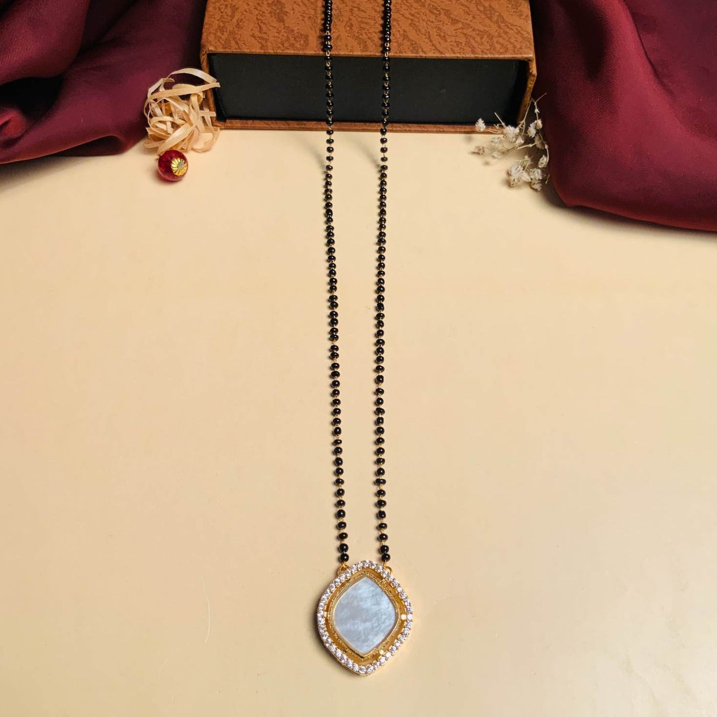 Charming Mother Pearl Gold Plated Mangalsutra - Abdesignsjewellery