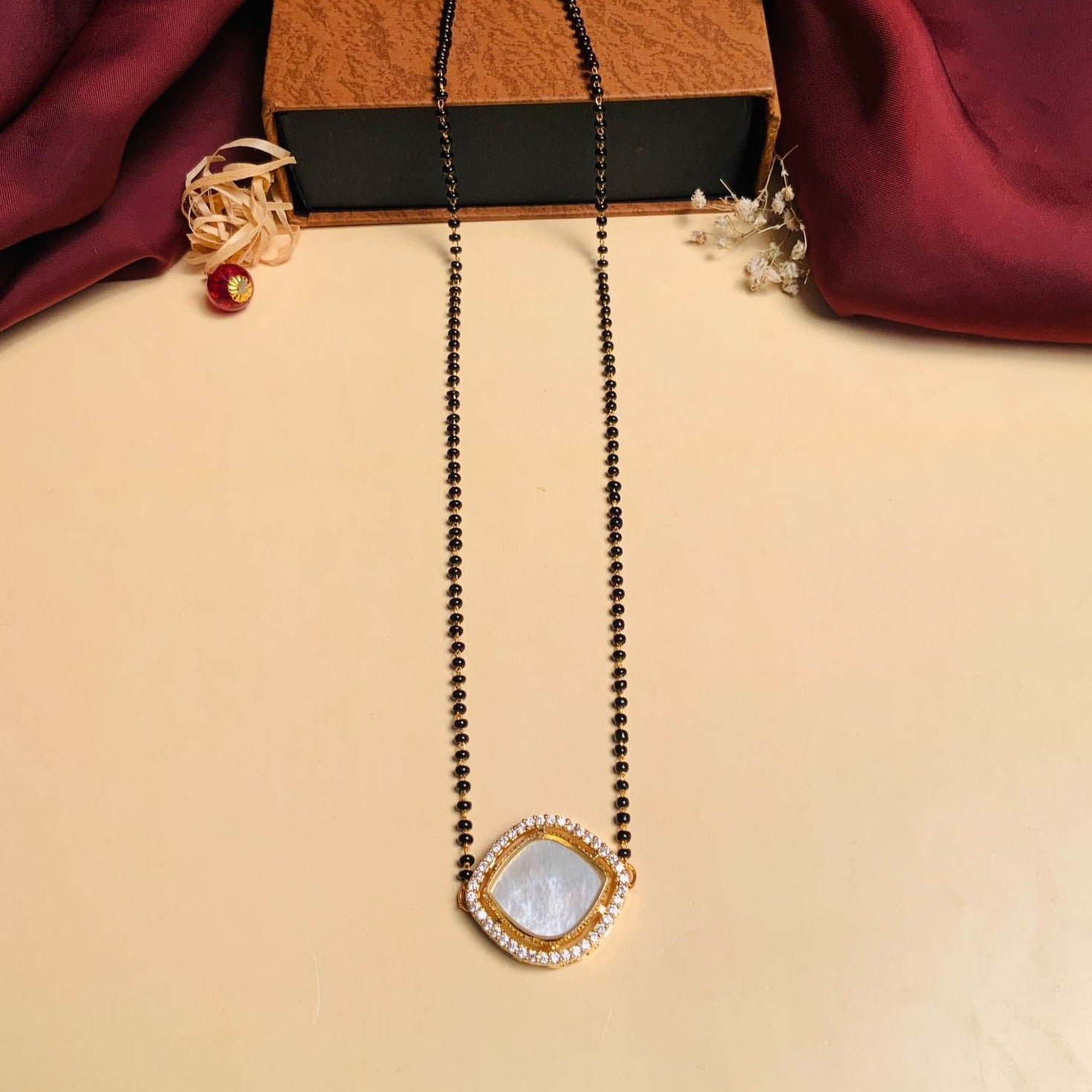 Charming Mother Pearl Gold Plated Mangalsutra - Abdesignsjewellery