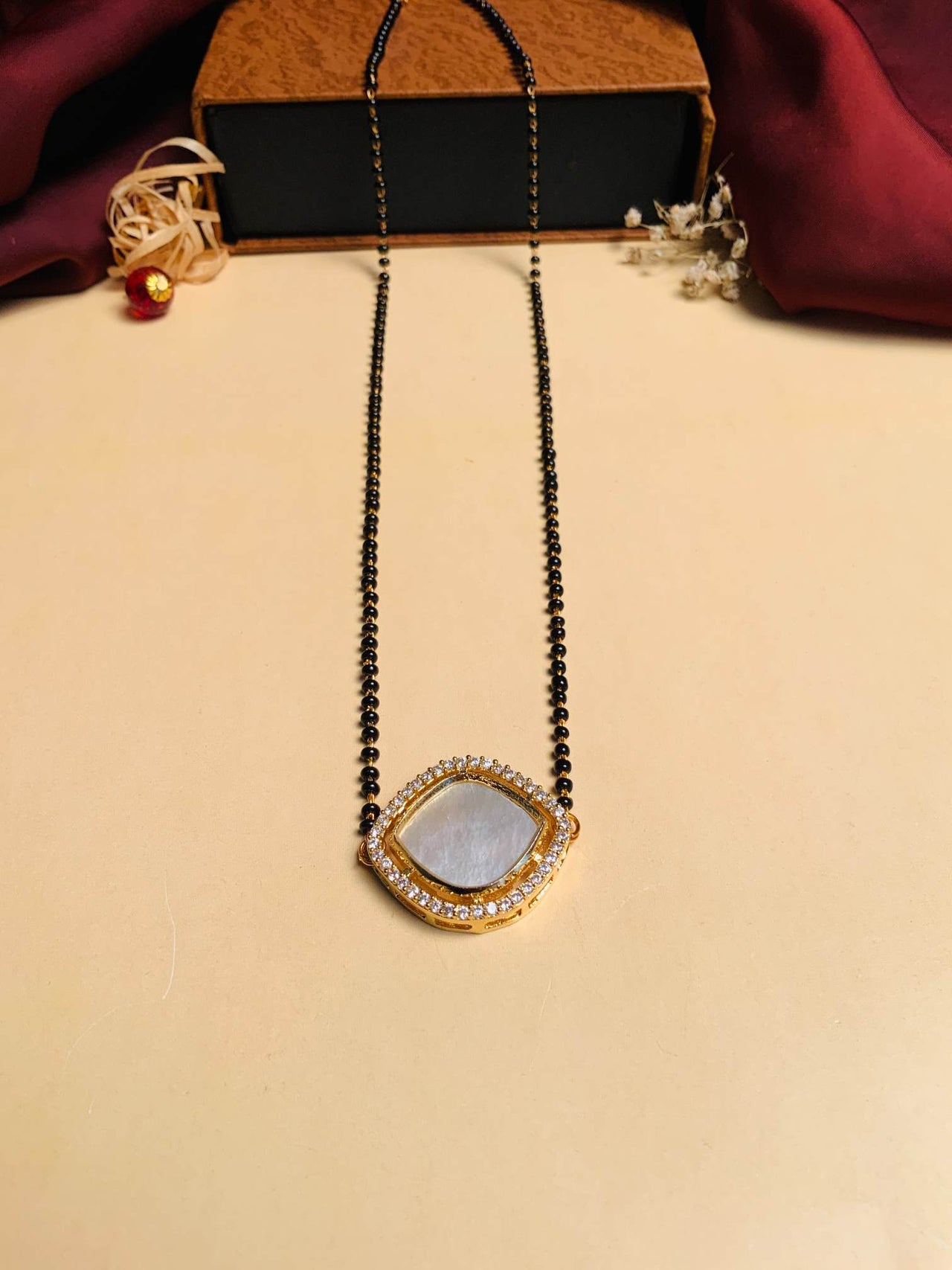 Charming Mother Pearl Gold Plated Mangalsutra - Abdesignsjewellery