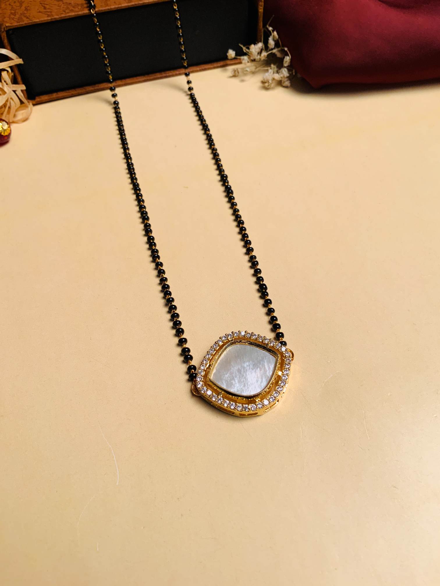 Charming Mother Pearl Gold Plated Mangalsutra - Abdesignsjewellery