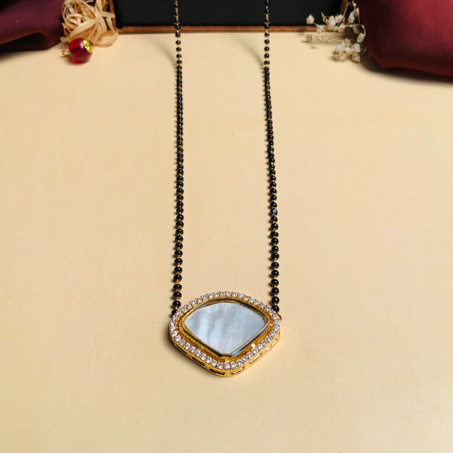 Attractive Mother Pearl Gold Plated Mangalsutra - Abdesignsjewellery