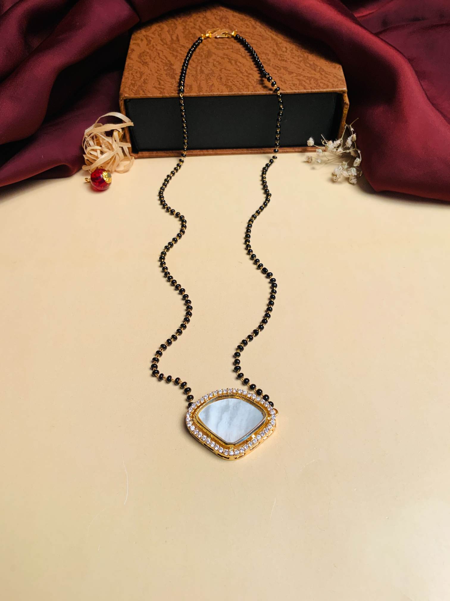 Attractive Mother Pearl Gold Plated Mangalsutra - Abdesignsjewellery