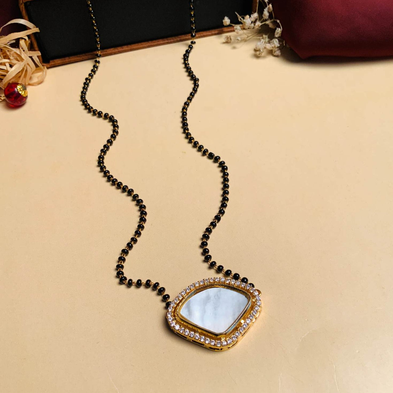 Attractive Mother Pearl Gold Plated Mangalsutra - Abdesignsjewellery