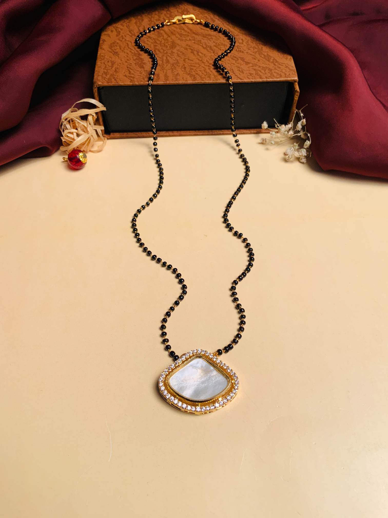 Attractive Mother Pearl Gold Plated Mangalsutra - Abdesignsjewellery