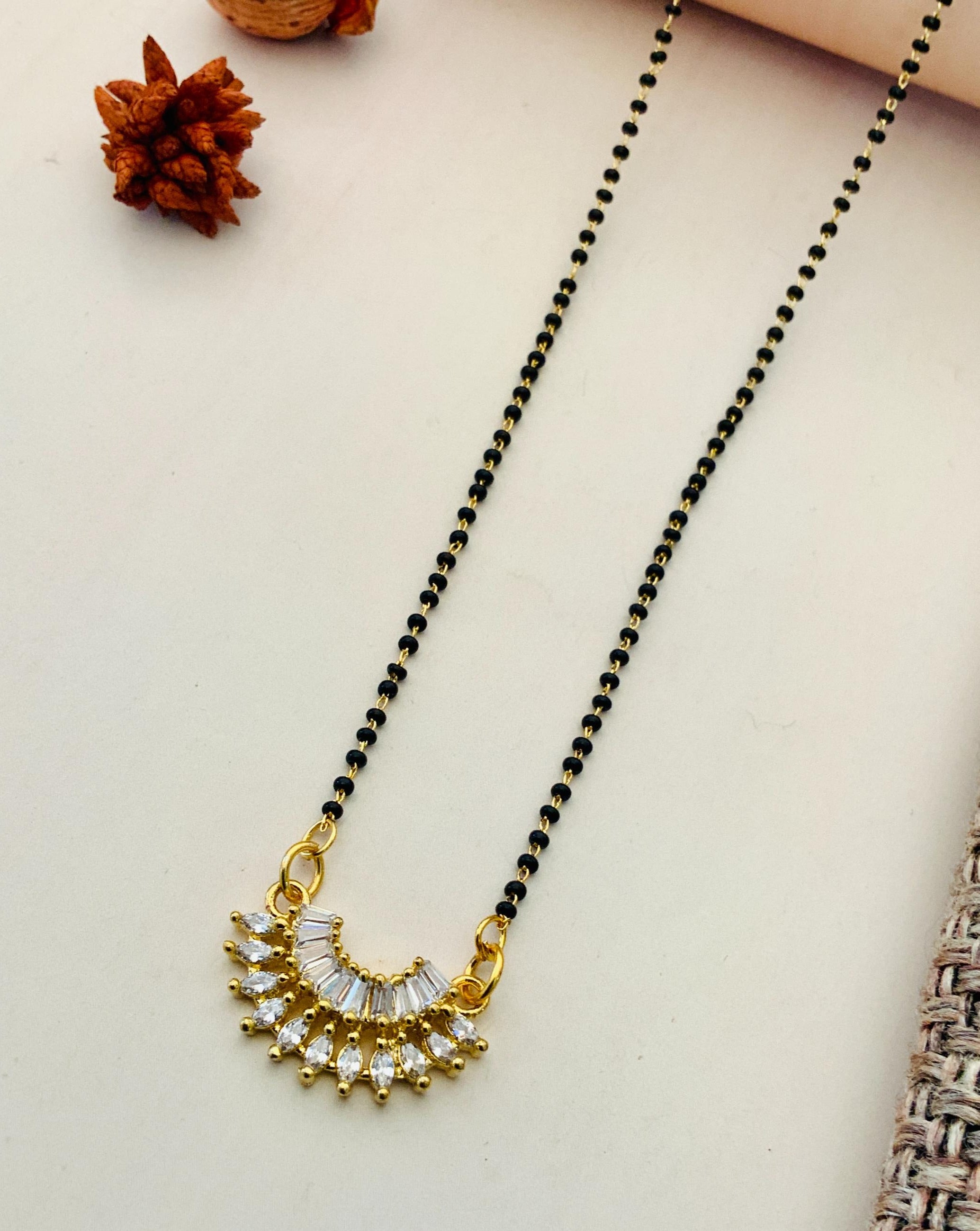 Beautiful Gold Plated American Diamond Mangalsutra - Abdesignsjewellery