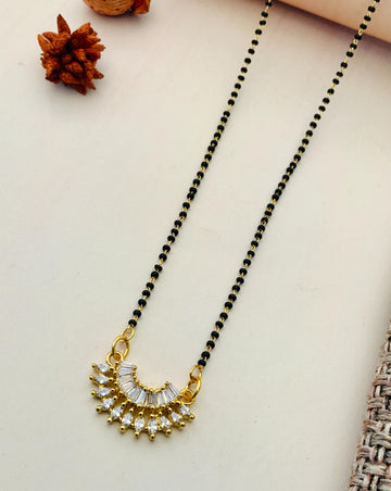 Beautiful Gold Plated American Diamond Mangalsutra - Abdesignsjewellery