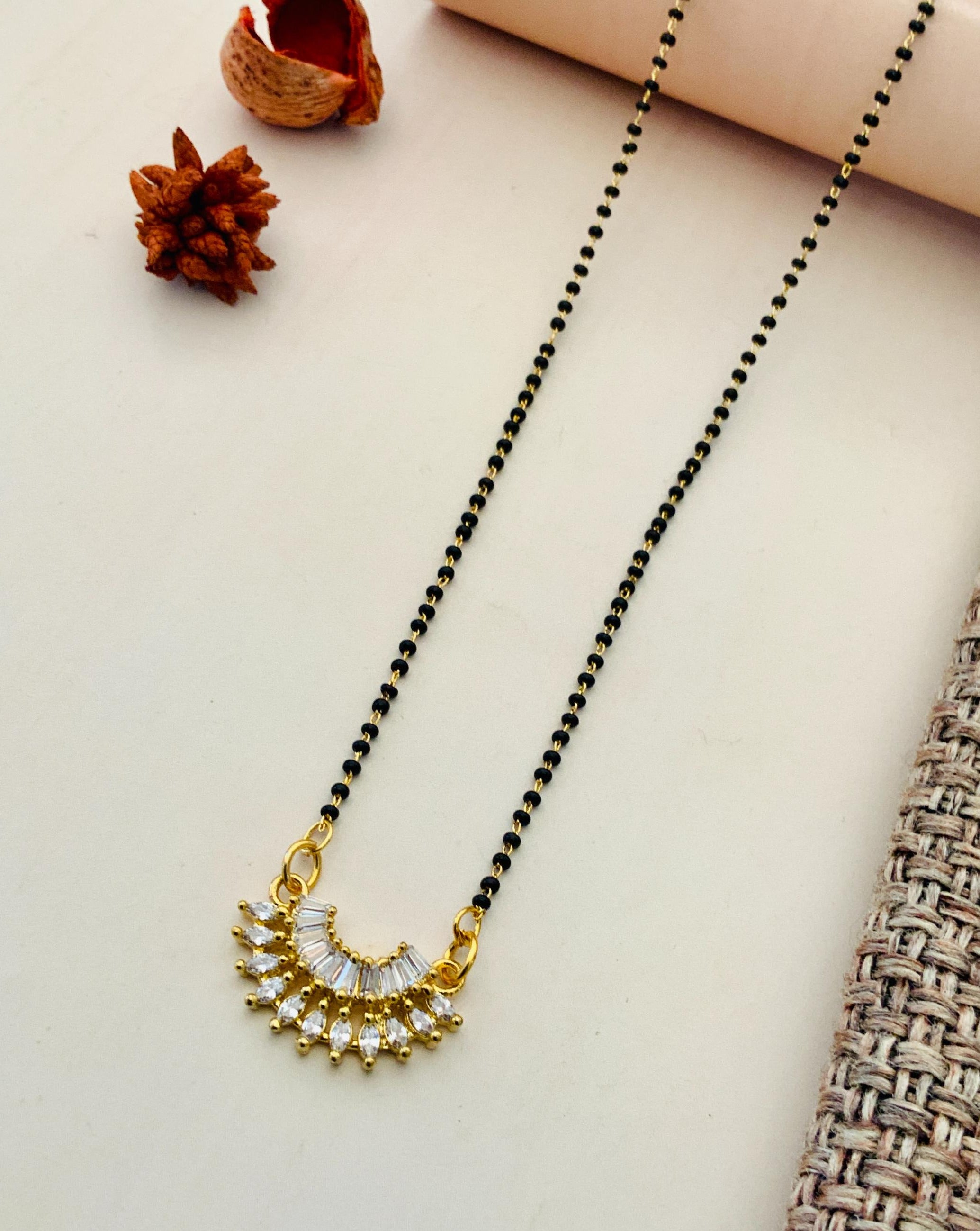 Beautiful Gold Plated American Diamond Mangalsutra - Abdesignsjewellery