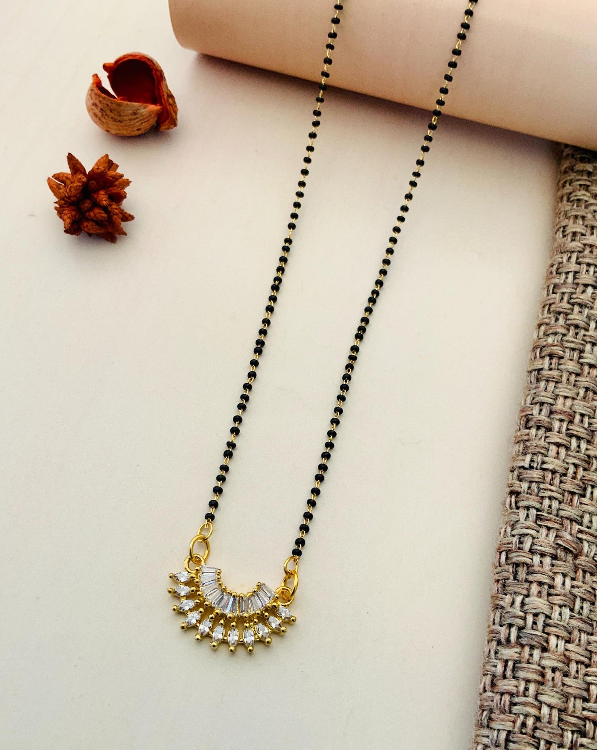 Beautiful Gold Plated American Diamond Mangalsutra - Abdesignsjewellery