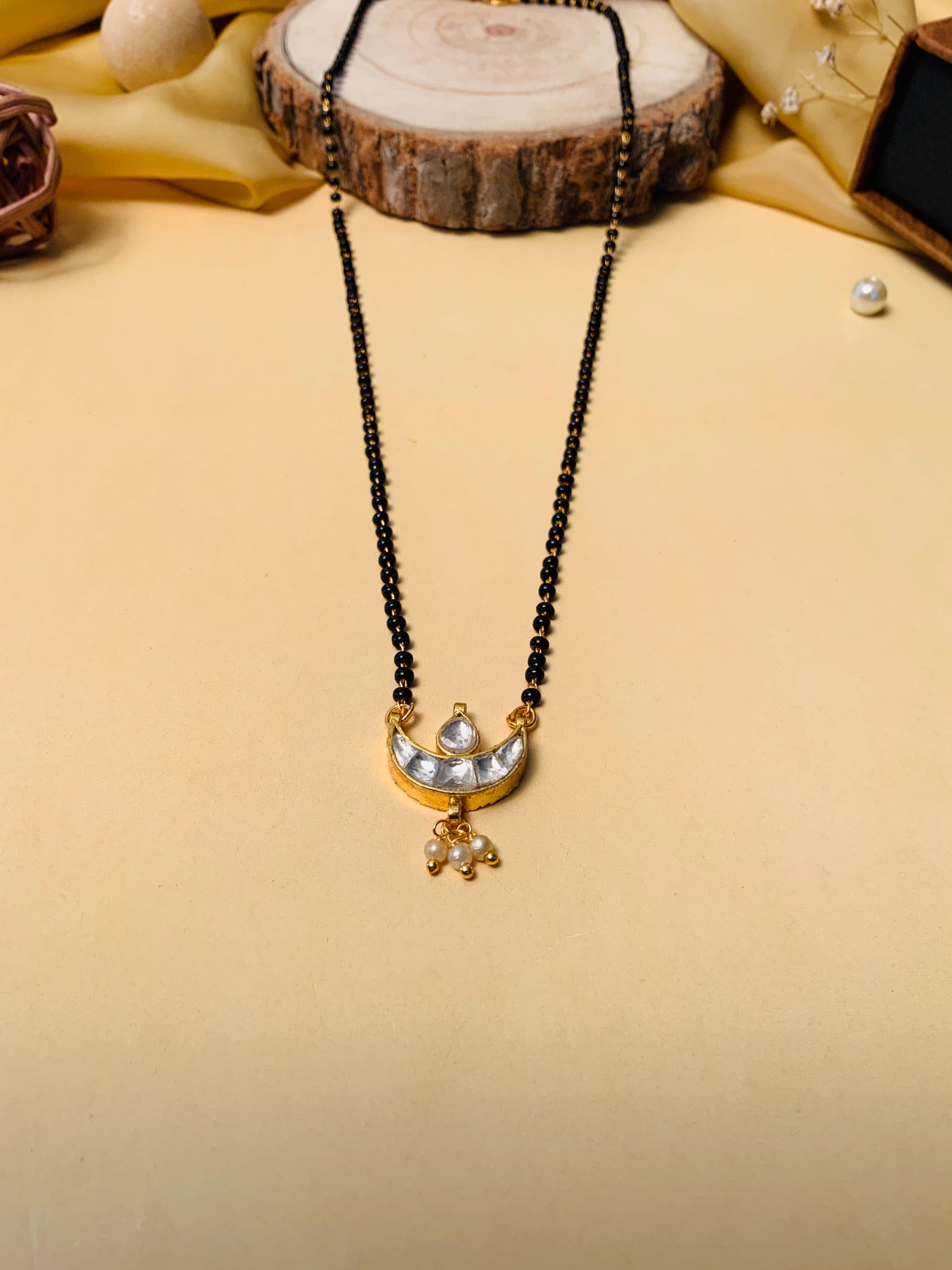 Mesmerising Gold Plated Pachi Kundan Pearl Drop Mangalsutra