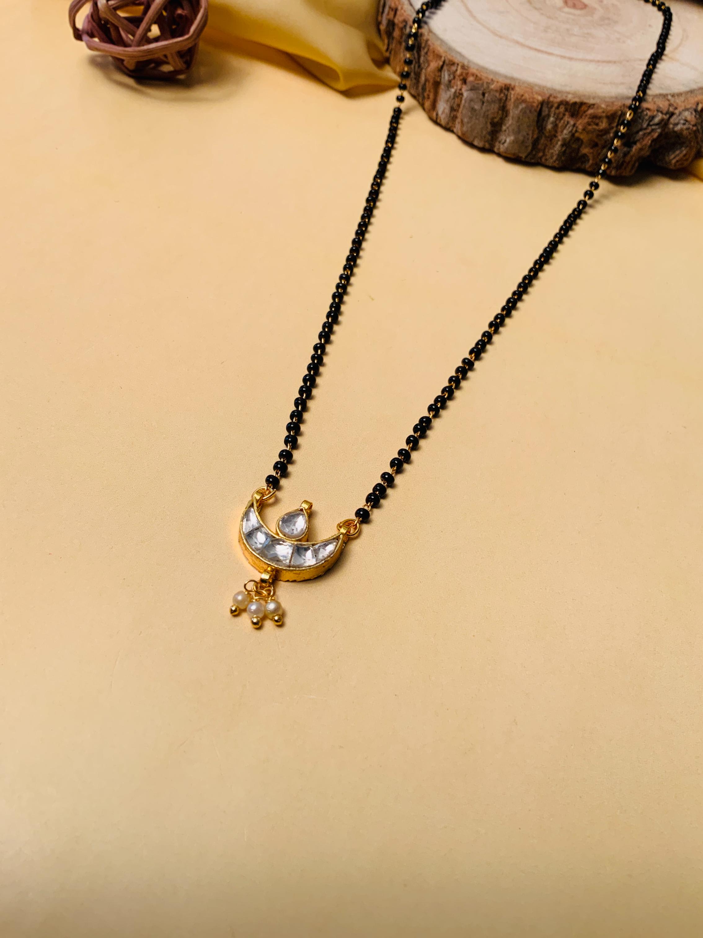 Mesmerising Gold Plated Pachi Kundan Pearl Drop Mangalsutra