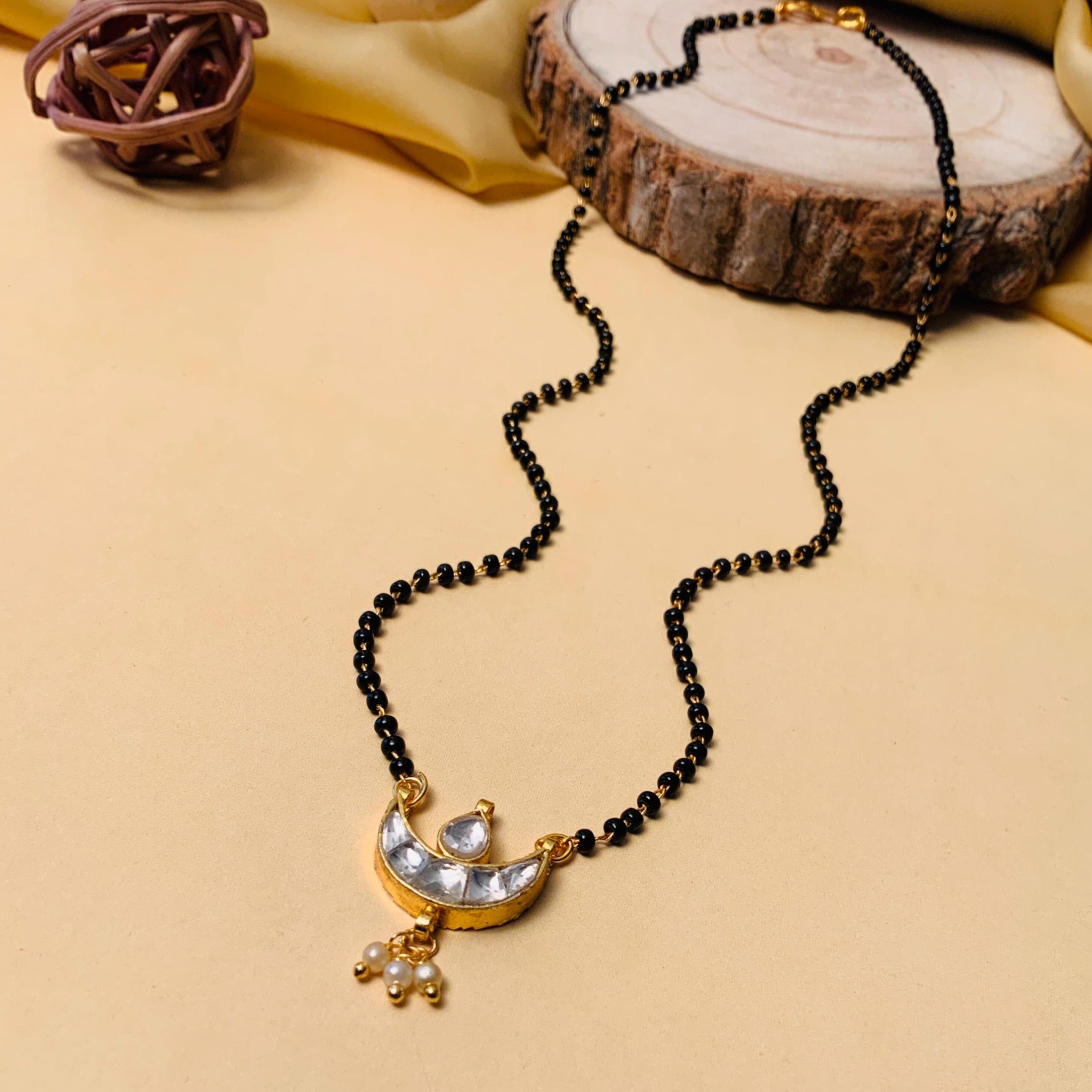 Mesmerising Gold Plated Pachi Kundan Pearl Drop Mangalsutra