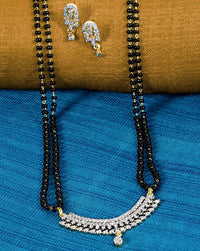 Thumbnail for Alluring American Diamond BlackBeads Long Mangalsutra - Abdesignsjewellery