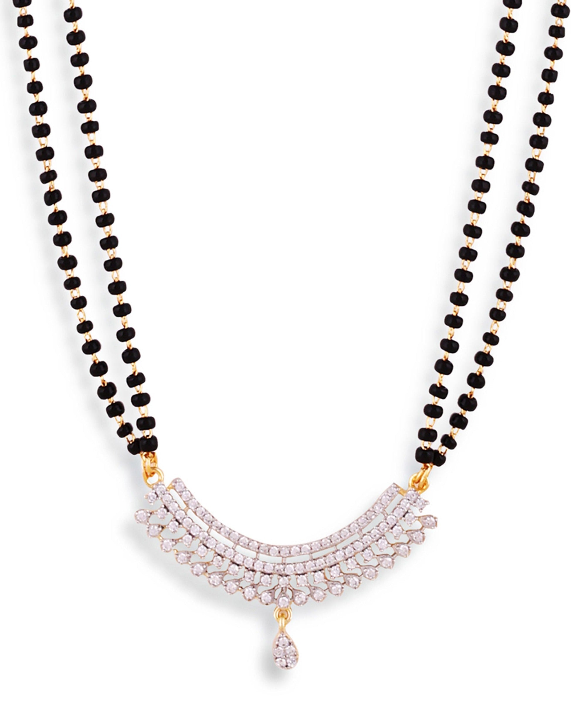 Alluring American Diamond BlackBeads Long Mangalsutra - Abdesignsjewellery