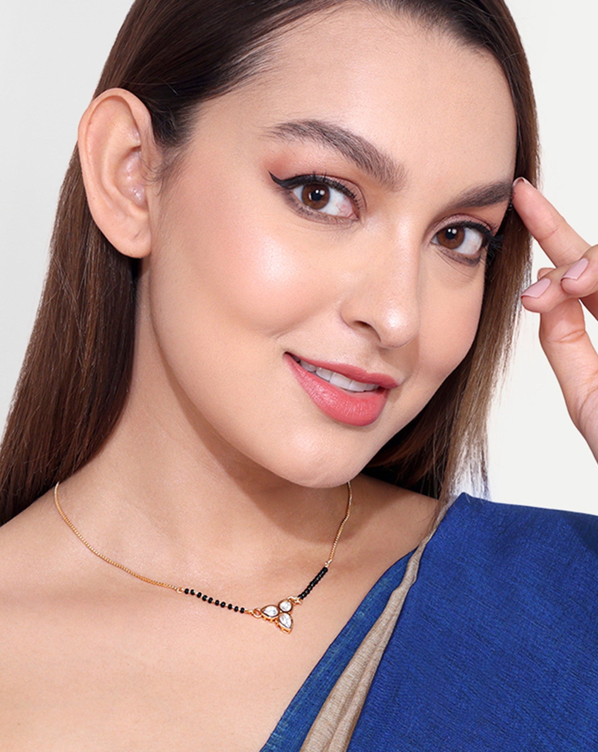 Beautiful Three Flower Polki Mangalsutra - Abdesignsjewellery