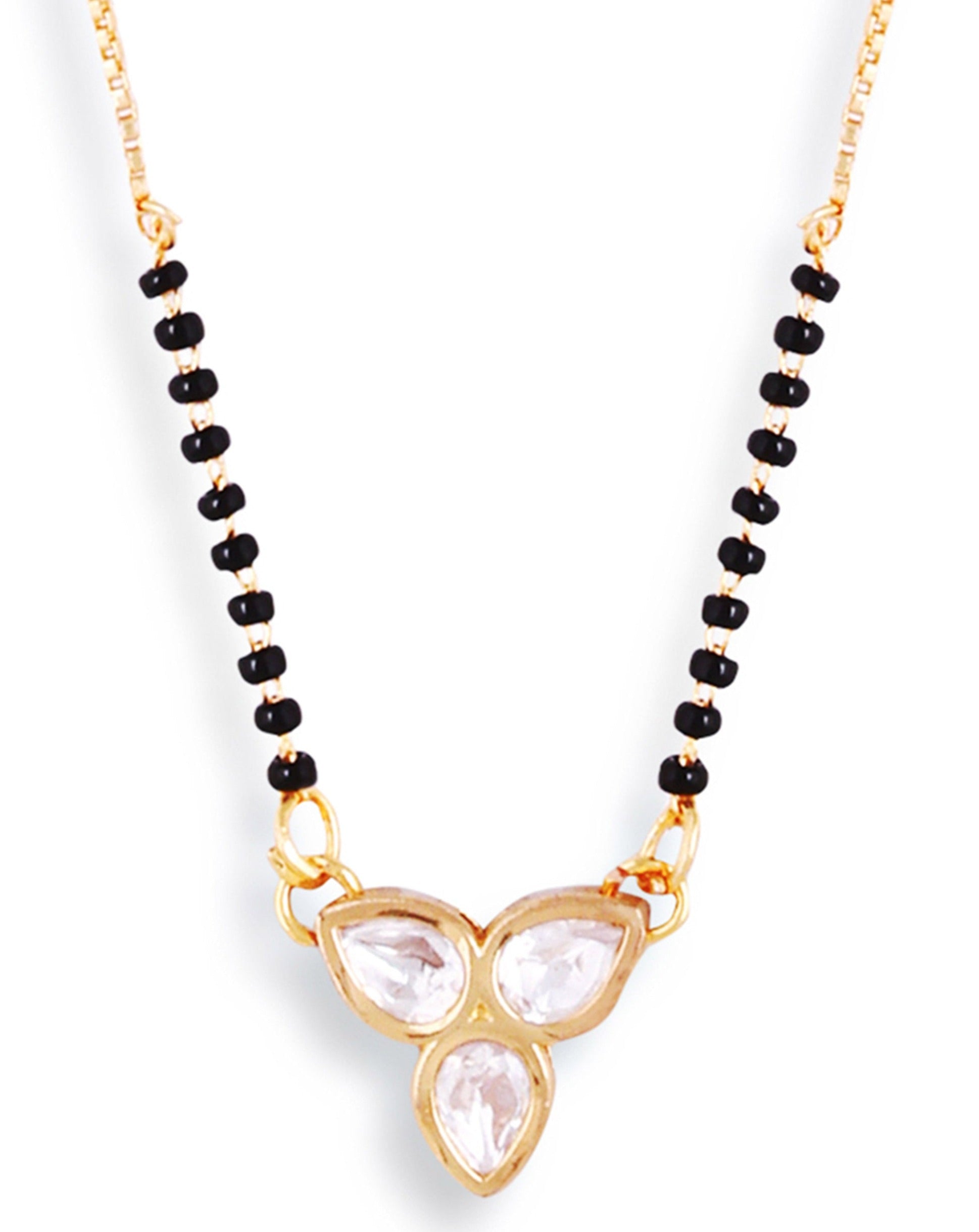 Beautiful Three Flower Polki Mangalsutra - Abdesignsjewellery