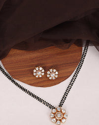 Thumbnail for Gold Polki Flower Design Mangalsutra Earrings - Abdesignsjewellery