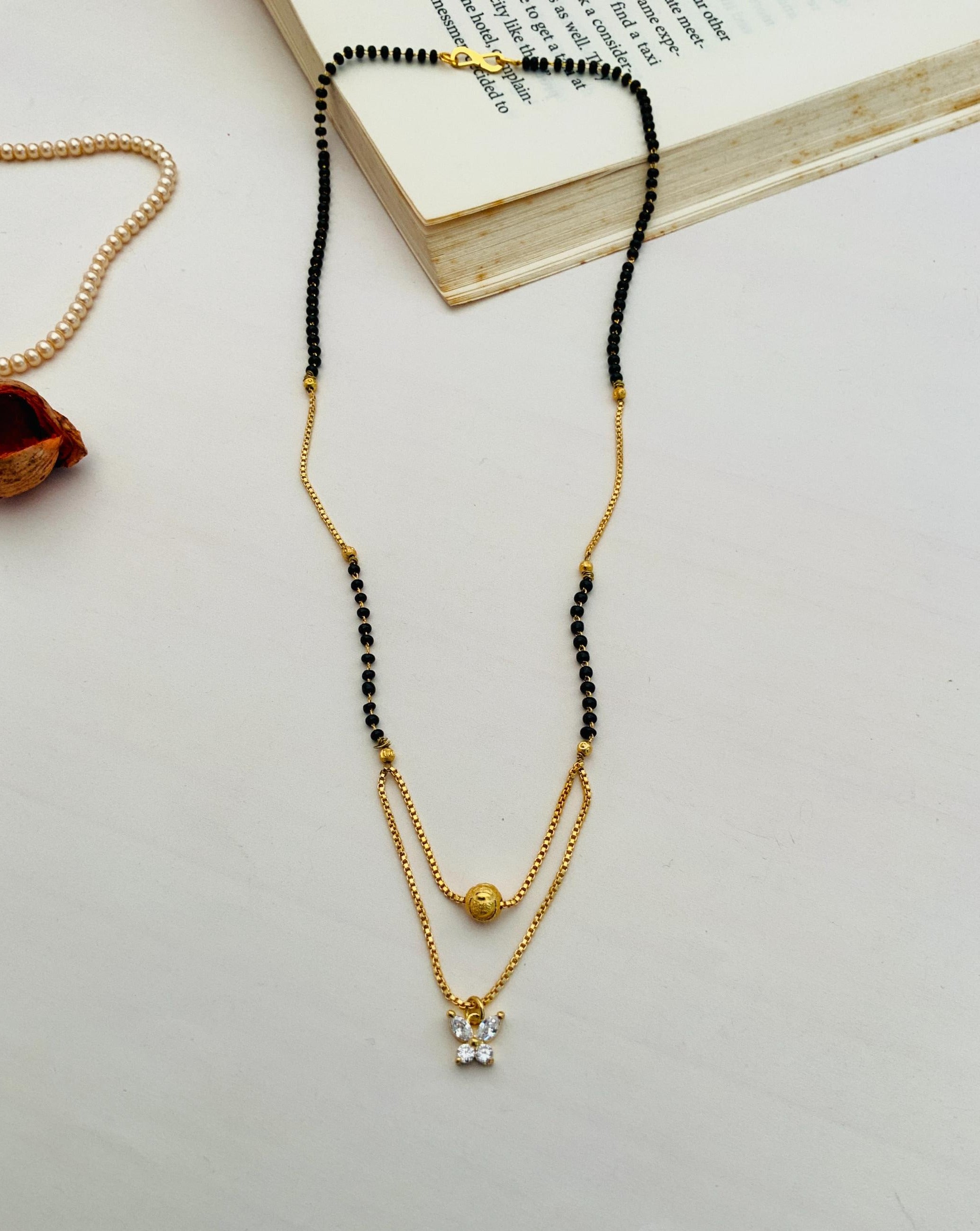 Minmal High Quality Gold Plated Butterfly Mangalsutra - Abdesignsjewellery