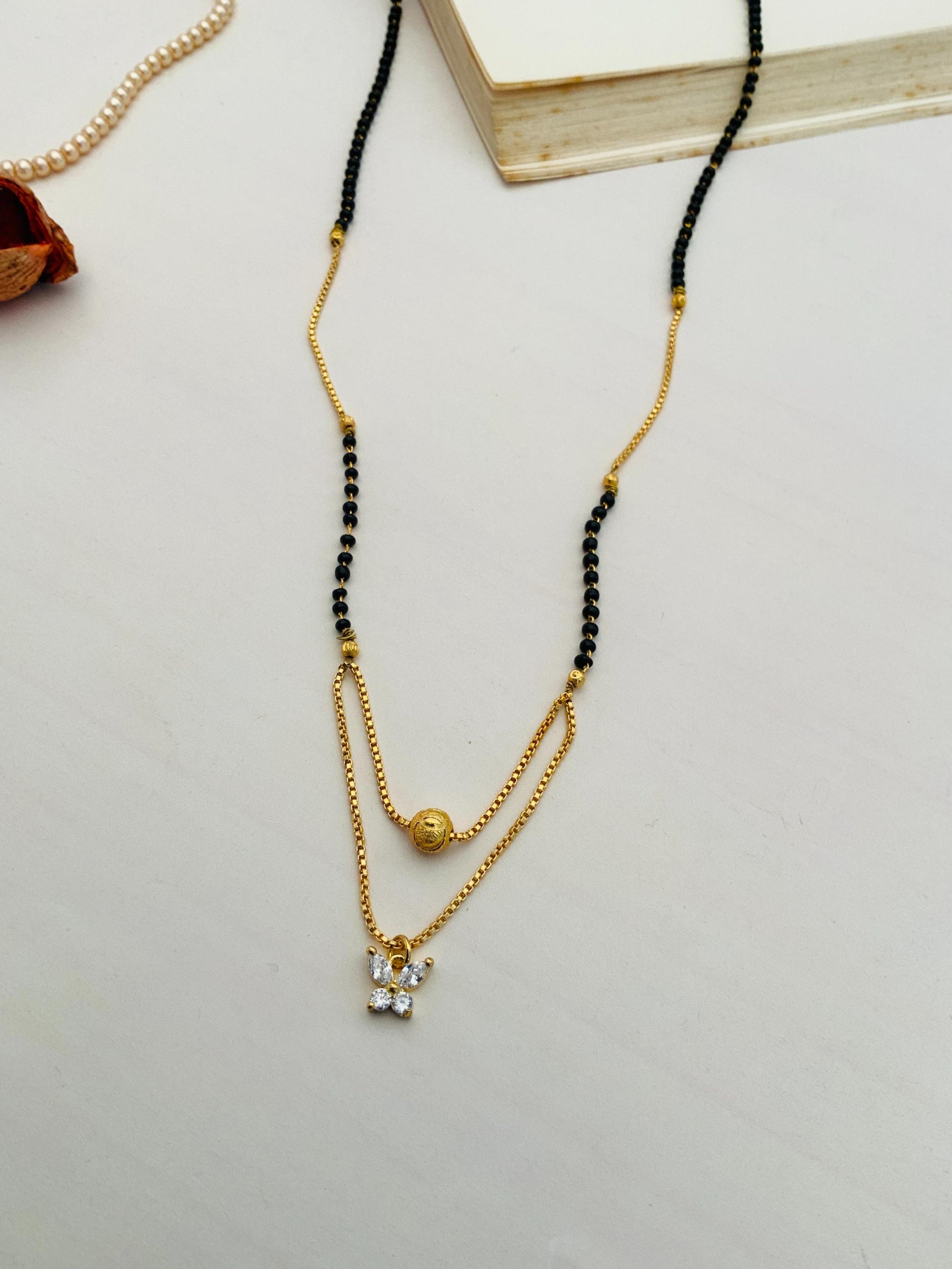 Minmal High Quality Gold Plated Butterfly Mangalsutra - Abdesignsjewellery