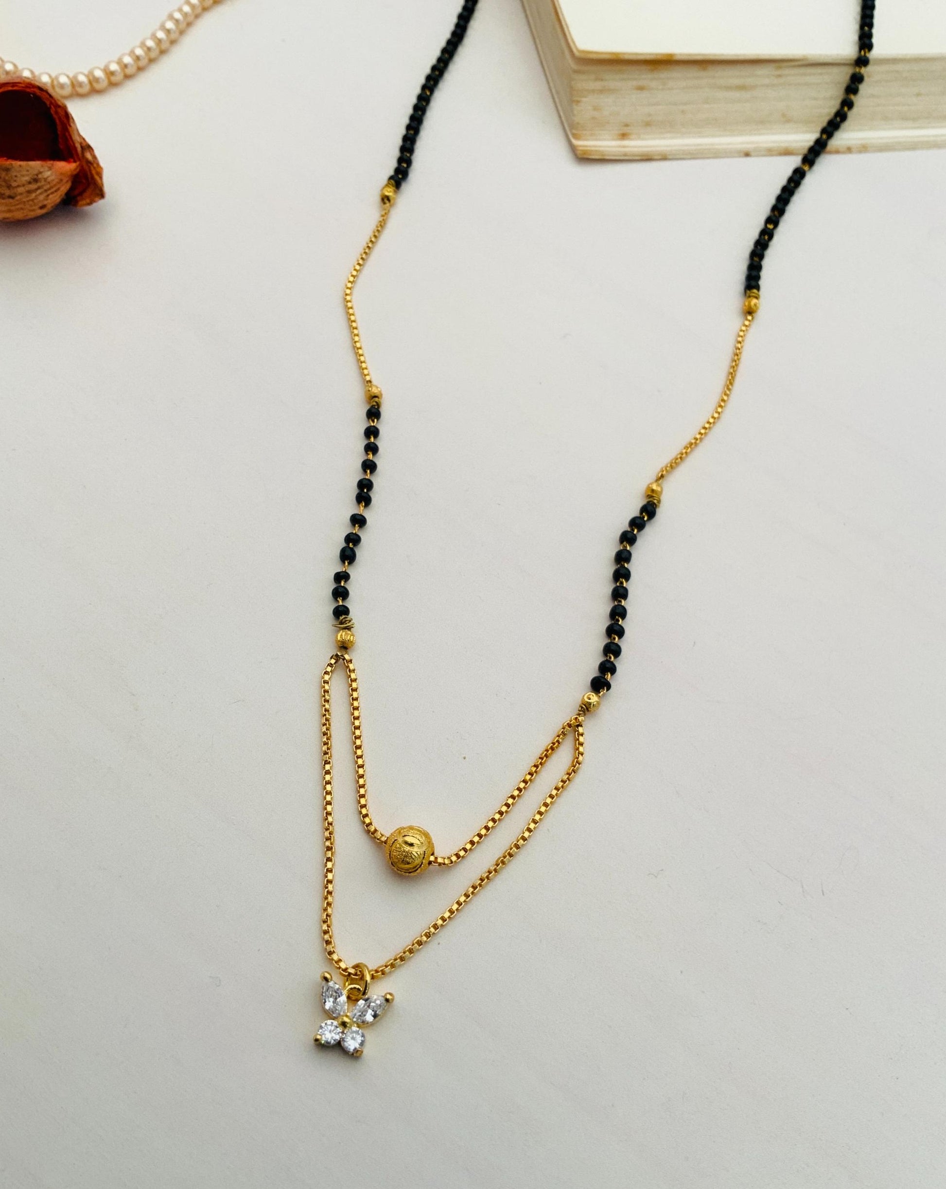 Minmal High Quality Gold Plated Butterfly Mangalsutra - Abdesignsjewellery