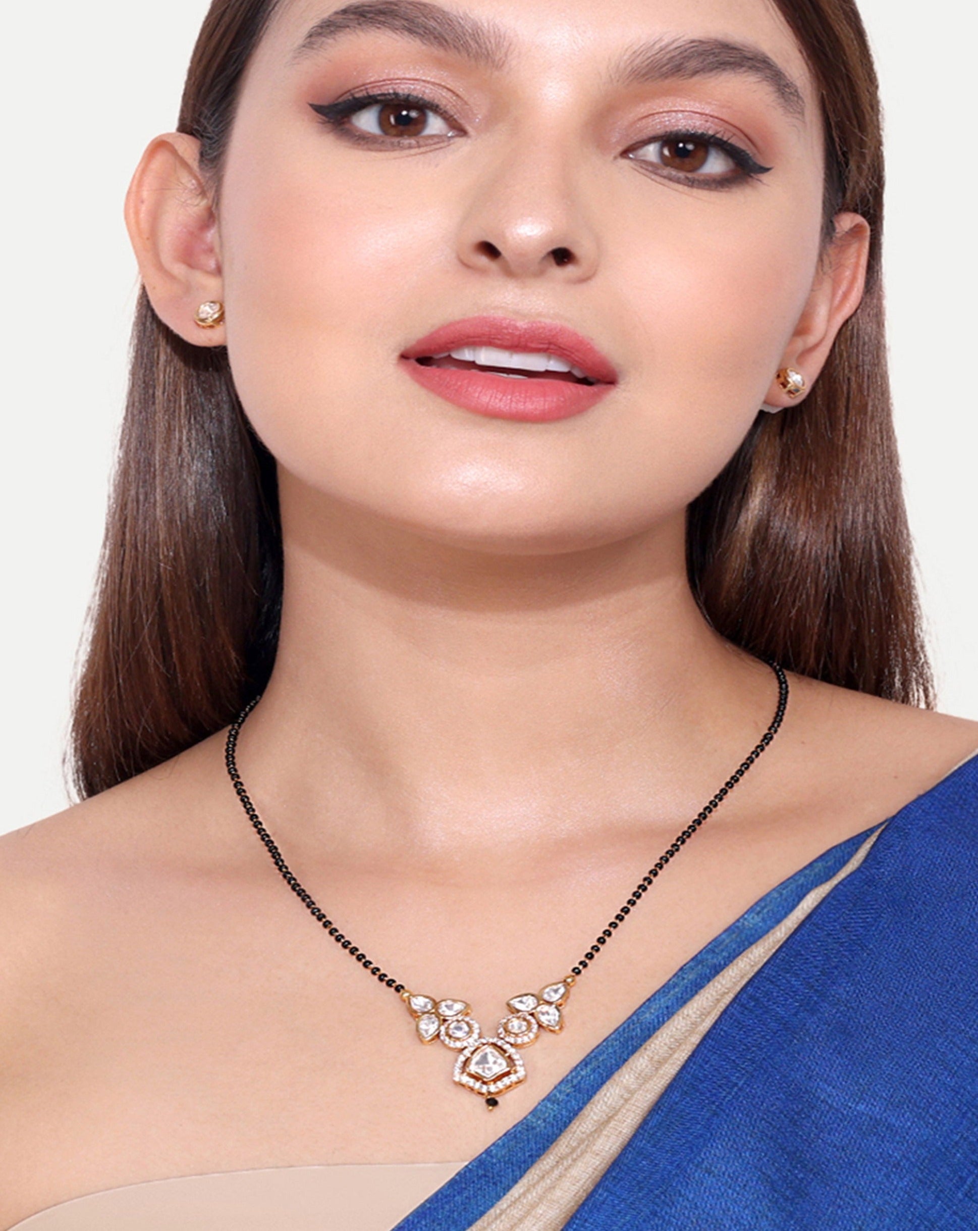 Charming Gold Polki Teardrop Mangalsutra - Abdesignsjewellery