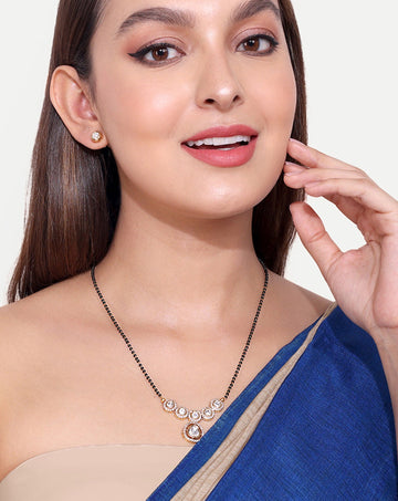 Charismatic Gold Polki Kundan Glass Drop Mangalsutra - Abdesignsjewellery