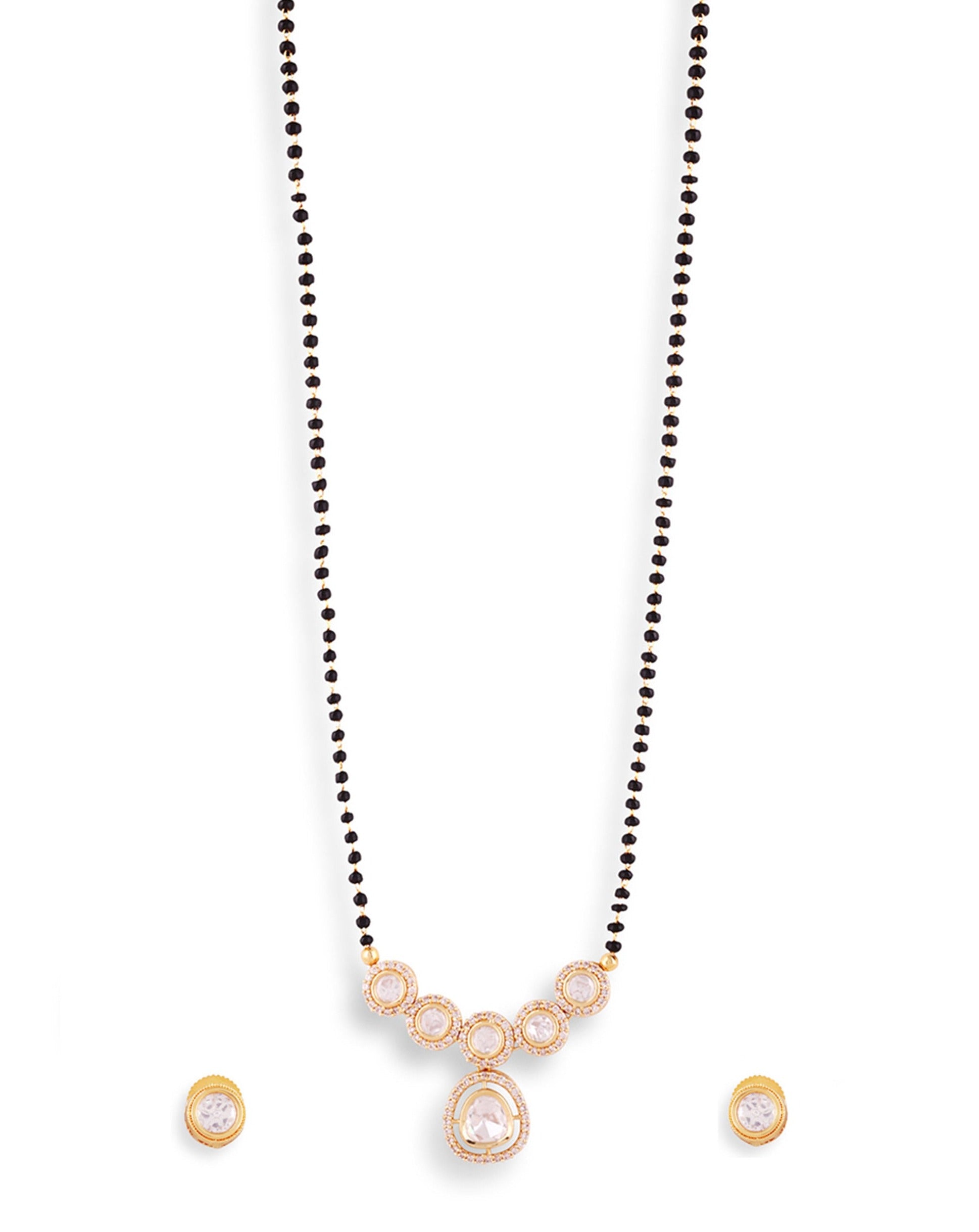 Charismatic Gold Polki Kundan Glass Drop Mangalsutra - Abdesignsjewellery