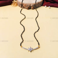 Thumbnail for Elegant Gold Plated V-Shape American Diamond Flower Mangalsutra