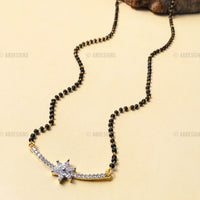 Thumbnail for Elegant Gold Plated V-Shape American Diamond Flower Mangalsutra
