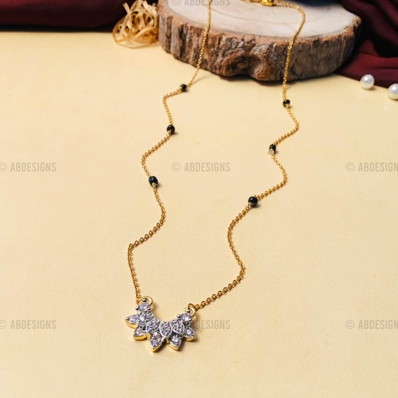 Minimal Gold Plated Mini Flower American Diamond Mangalsutra
