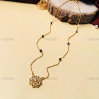Thumbnail for Intricate Gold Plated Flower Wheel American Diamond Mangalsutra