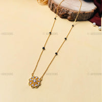 Thumbnail for Intricate Gold Plated Flower Wheel American Diamond Mangalsutra