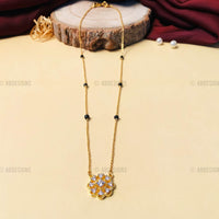 Thumbnail for Intricate Gold Plated Flower Wheel American Diamond Mangalsutra