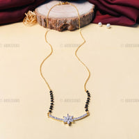 Thumbnail for Elegant Gold Plated V-Shape American Diamond Flower Mangalsutra