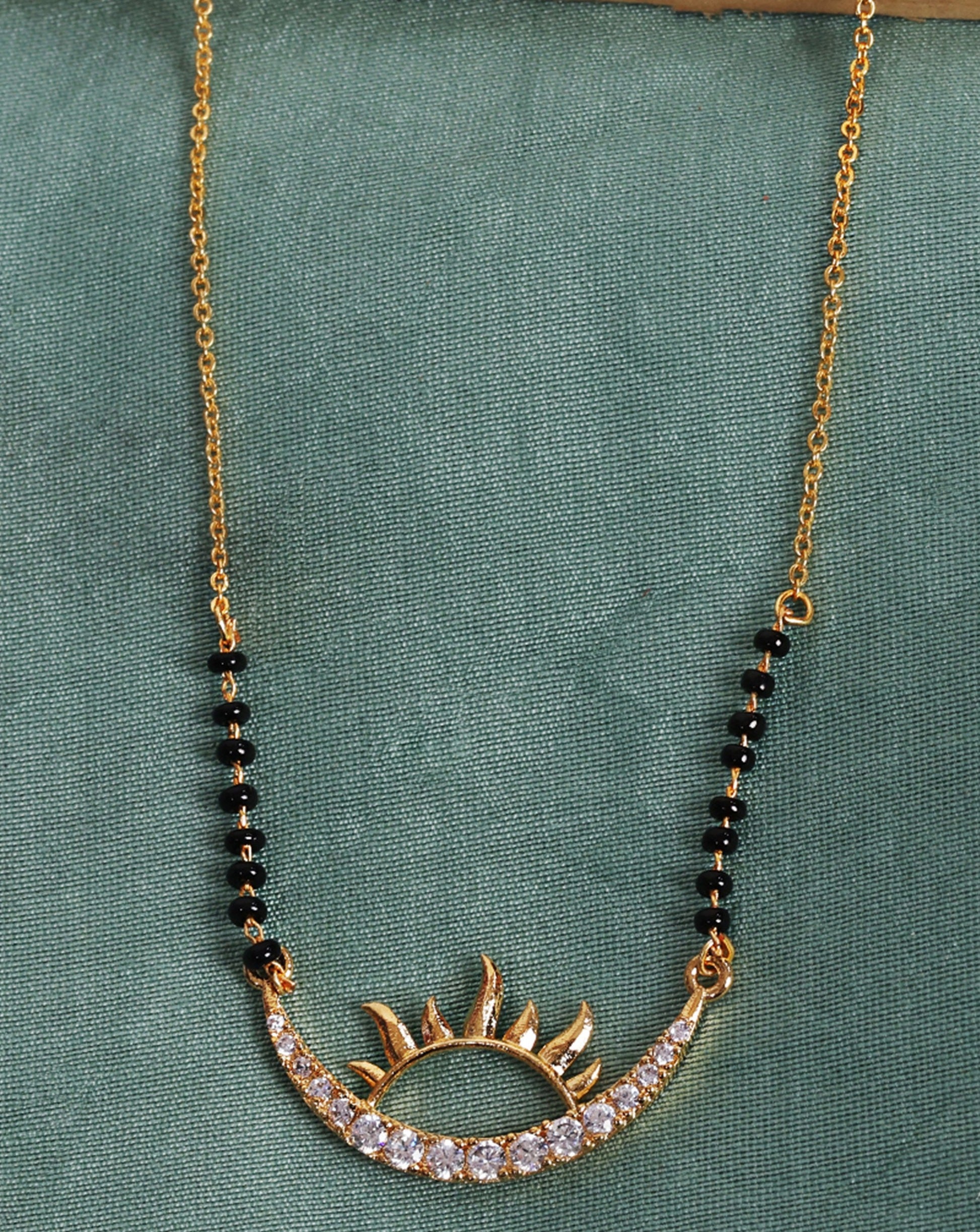 Gold Plated Sunrise American Diamond Mangalsutra - Abdesignsjewellery