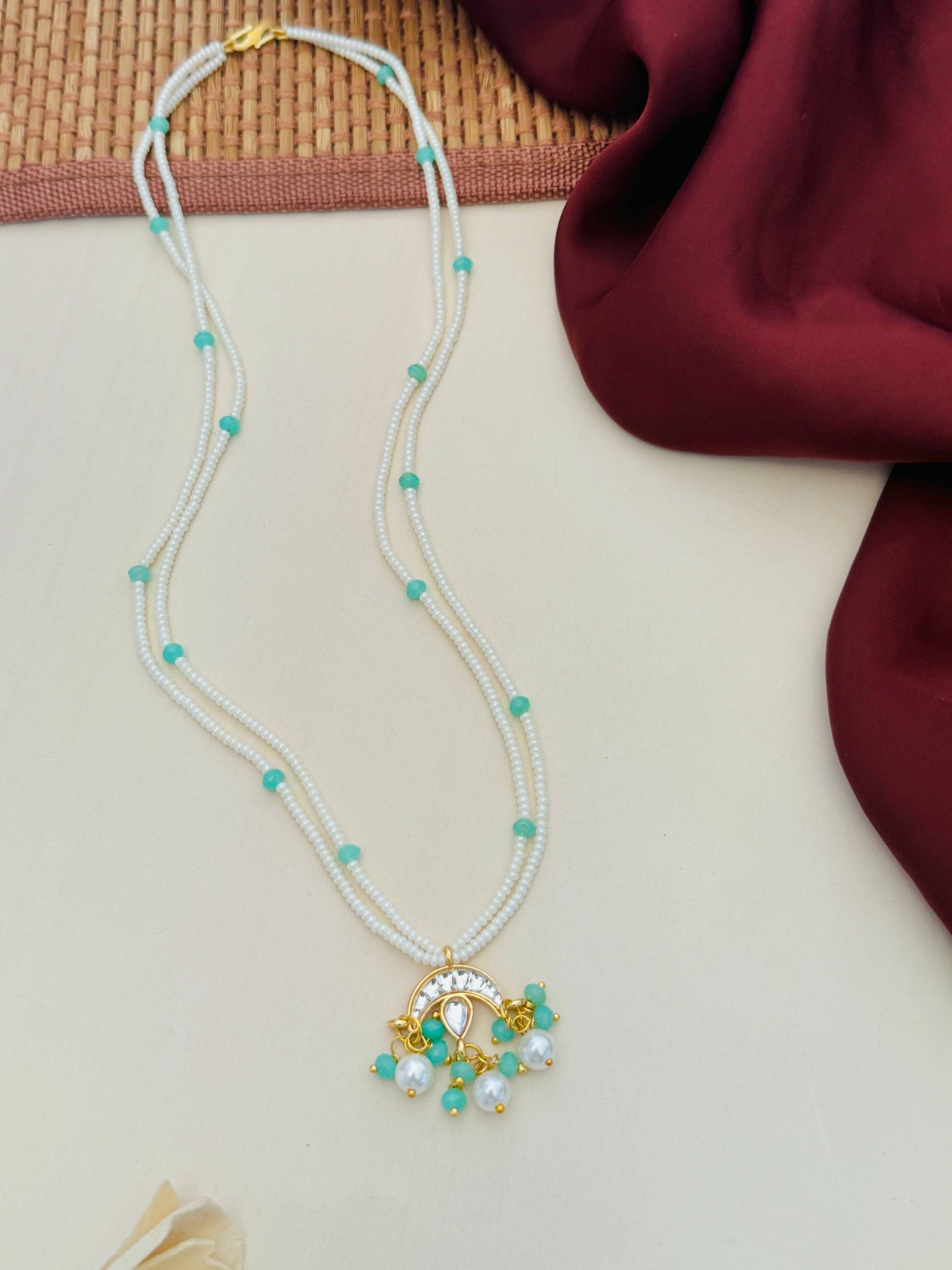 Elegant Gold Plated Kundan Pearl Pendant Set - jewellery by Abdesigns Jewellery
